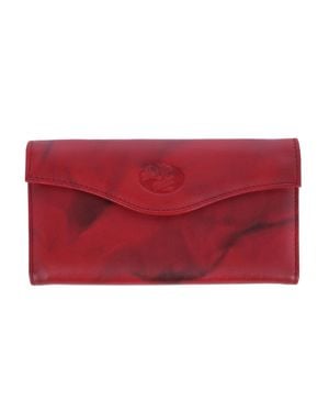 Buxton Leather Long Bifold Organizer Wallet With Floral Emboss - Red