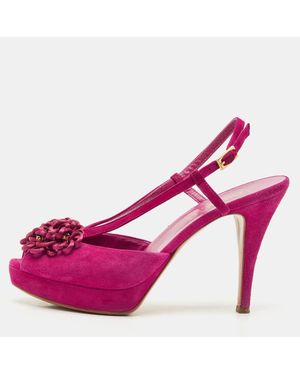 Loriblu Suede Crystal Embellished Ankle Strap Sandals - Pink