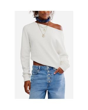 Free People We The Free Jess Top Clean Ivory Long Sleeve Blouse Gbo3836 - White