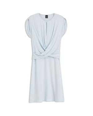 BOSS Keyhole-Neckline Dress With Wrap Detail - Blue
