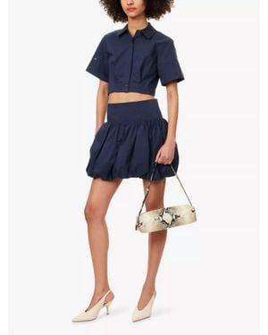 Jonathan Simkhai Sabrina Short Sleeve Crop Top - Blue