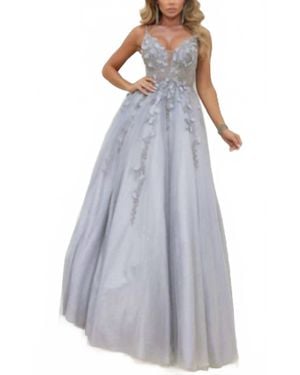 Terani Glitter A Line Ballgown Prom Dress - Gray