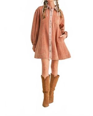 ..,merci Edge Line Denim Mini Dress - Orange