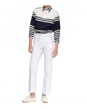 Vilagallo Straight Pants With Side Buttons - Blue