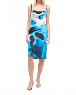STAUD Evangeline Silk Dress - Blue