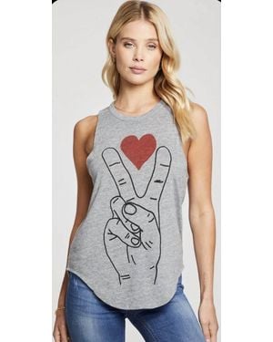 Chaser Brand Triblend Muscle Tank Peace & Love - White