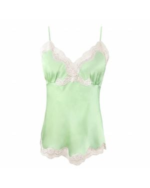 Gold Hawk Silk With Lace Camisole - Green