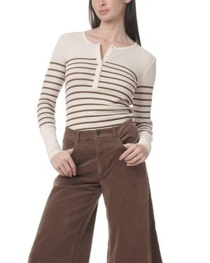 Splendid Thermal Forever Stripe Henley Top - White
