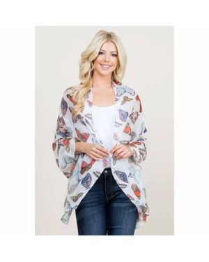 La Soula Colorful Butterfly Print On Lightweight Scarf - Blue