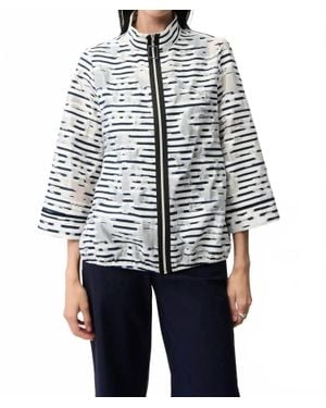 Joseph Ribkoff Organza Stripe Zip Up Jacket - Blue