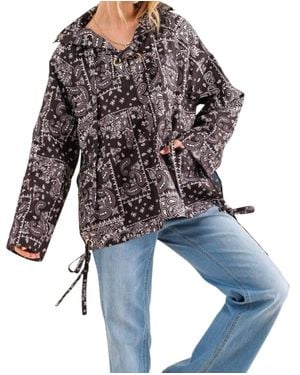 And The Why Say We Can Bandana Print Windbreaker Jacket - Black