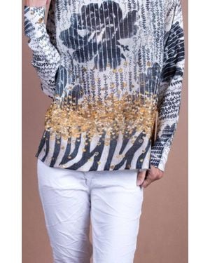 Gigi Moda Daria Batwing Sweater With Heart Strings Print - Blue