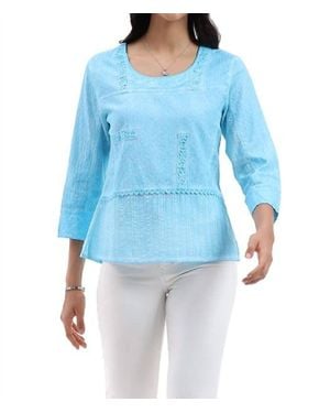 parsley & sage Nelle Seersucker Tunic Top - Blue