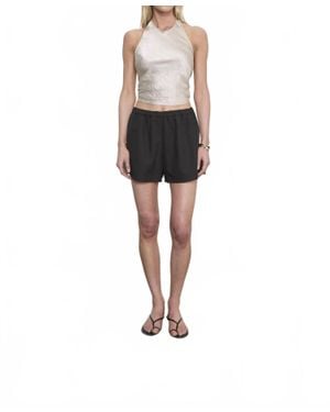 Enza Costa Textured Satin Halter Scarf Top - Black