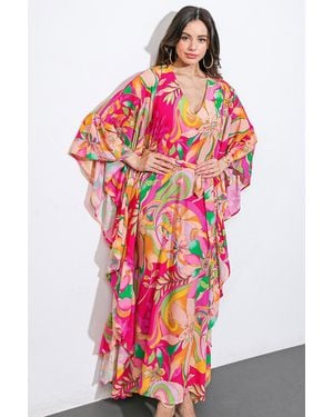 TRUEDAMES Seaside Girls Woven Kaftan Dress - Red