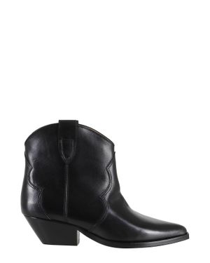 Isabel Marant Dewina Gz Pointed-Toe Cuban Heel Leather Ankle Boots - Black