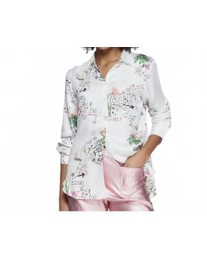Vilagallo Flores Graffiti Print Blouse - Multicolor