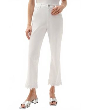 Joseph Ribkoff Denim Straight Crop Jeans With Lace Appliqué - White