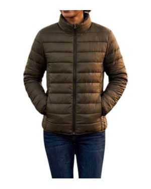 Urban Daizy Channel Quilted Puffer Jacket - Multicolor