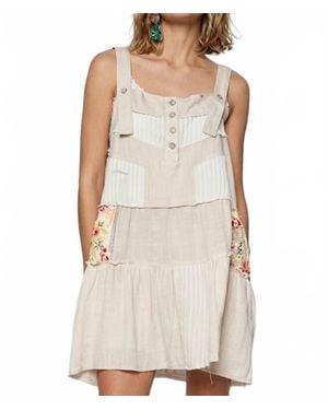 Pol Raw Edge Rib Knit Overall Dress - Natural