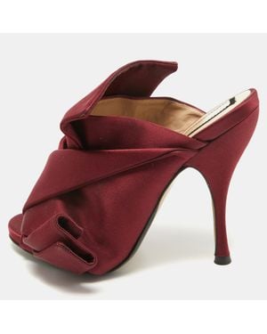 N°21 N21 Burgundy Satin Raso Knot Mules - Red