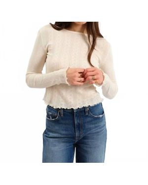 DAZE Waverly Pointelle Long Sleeve Top - Blue
