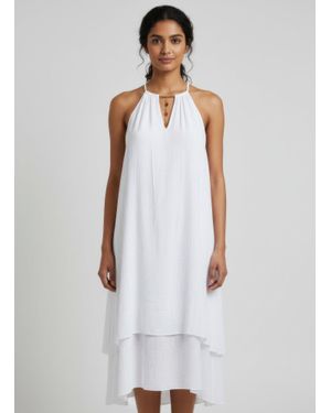 TRUEDAMES Mlle Gabrielle Solid Sleeveless Dress - White