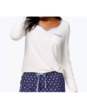 Nautica Lace Design Long Sleeve Pajama Top - White
