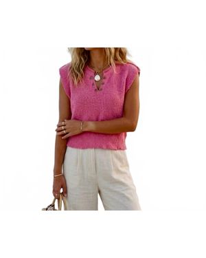 Le Miel Slouchy Bouclé Knit Vest - Red