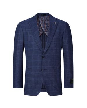 Tom Baine Performance Plaid Knit Stretch Sport Coat - Blue