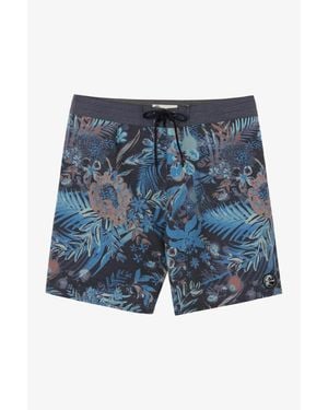 O'neill Sportswear Og Print 19" Board Shorts Tropical Drawstring Waist Buu695 - Blue