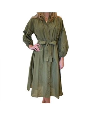 Emily Lovelock Lyla Long Sleeve Midi Dress - Green