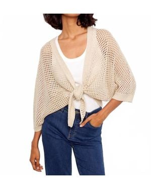 Charlie b Crochet Lurex Tie-Front Bolero - White