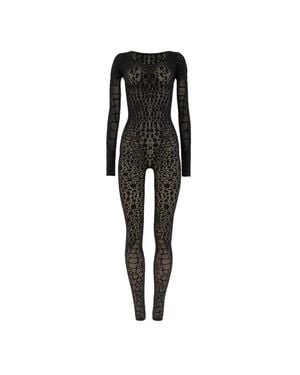 Wolford Reptile Net Jumpsuit - Black