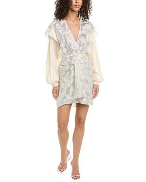 IRO Surplice Silk & Linen-Blend Mini Dress - White