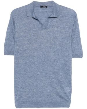 Barba Napoli Short-Sleeved Knitwear With Classic Polo Collar - Blue