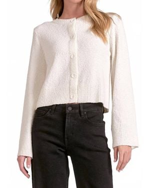 Elan Bell Sleeve Sweater Cardigan - White