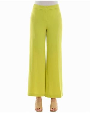 Nicole Miller Claire Stretch Crepe Wide Leg Pants - Yellow