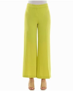 Nicole Miller Claire Stretch Crepe Wide Leg Pants - Yellow