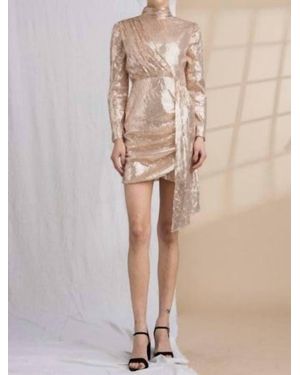 Lena® Long Sleeve Sequin Mini Dress - Natural