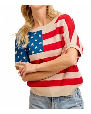 Bibi 4Th Of July Cozy Knit Top - Multicolor