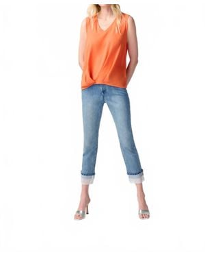Joseph Ribkoff V Neck Sleeveless Pullover - Blue