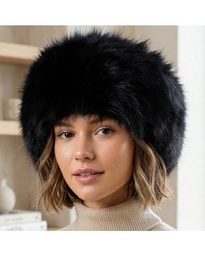 Fashnzfab Oversized Furry Rounded Crown Headband Earmuff - Black