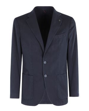 Santaniello Oxford Single-Breasted Cotton Jacket - Blue