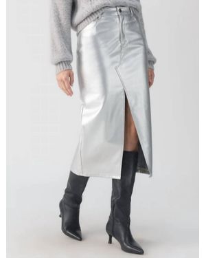Sanctuary Leather Like Midi Skirt - Gray