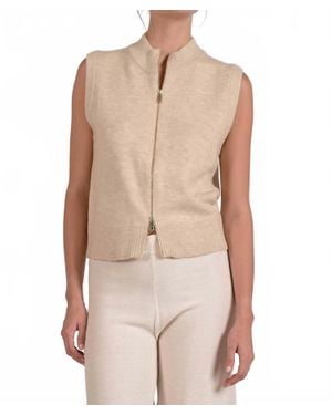 Elan Emily Zip Sweater Vest - Natural