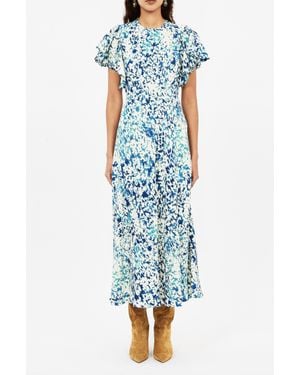 Ulla Johnson Blithe Flutter Sleeve Dress - Blue