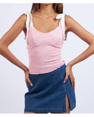 Sky To Moon Floral Smocked Tie Back Tank Top - Purple