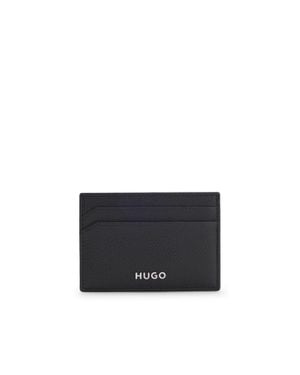 HUGO Grained-Leather Card Holder With Logo Detail - Black