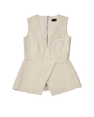 Nicholas Cotton Peplum Eyelet Top - Natural